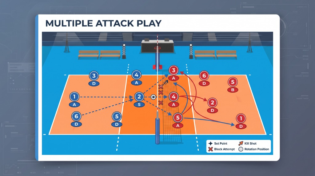 Voleybol Çoklu Hücum Taktik Şeması
