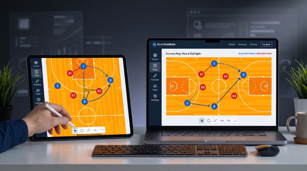 App di tattiche PlayDiagram su tablet e computer